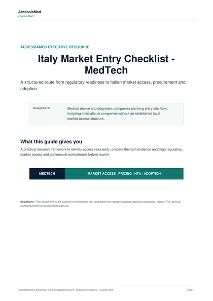 Italy Market Entry Checklist - MedTech cover