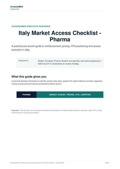 Italy Market Access Checklist - Pharma cover
